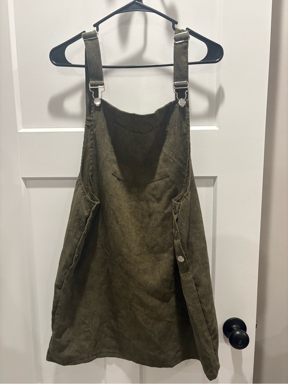 Women's Olive Green Corduroy Pinafore Mini Dress